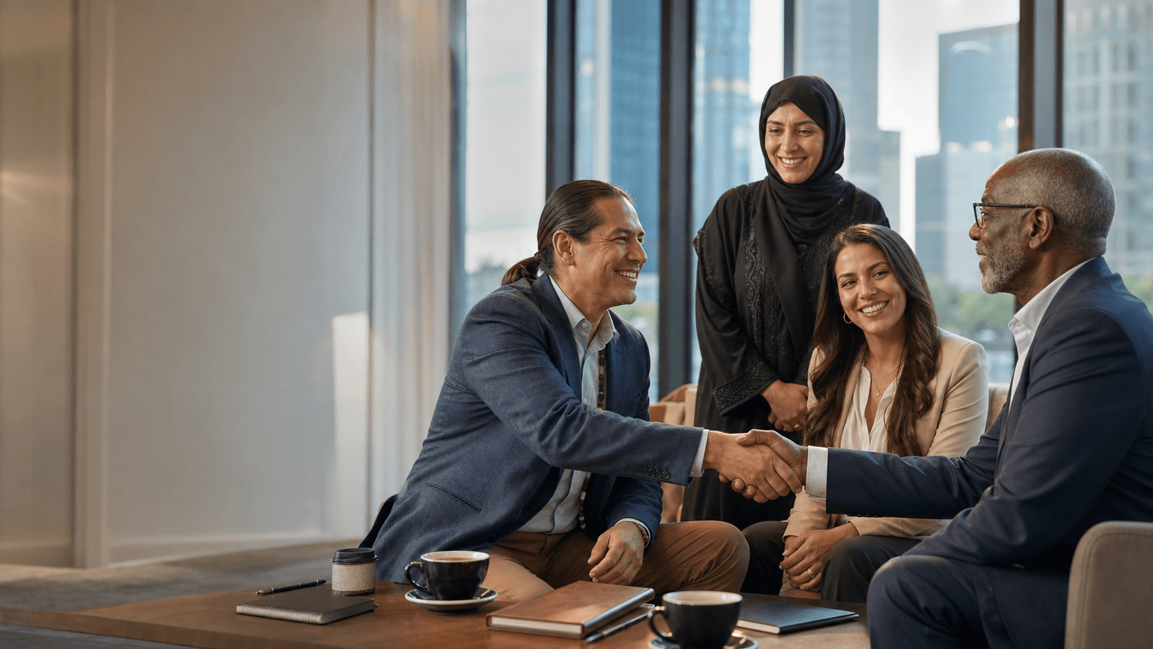 Tamkeen business leaders creating a partnership